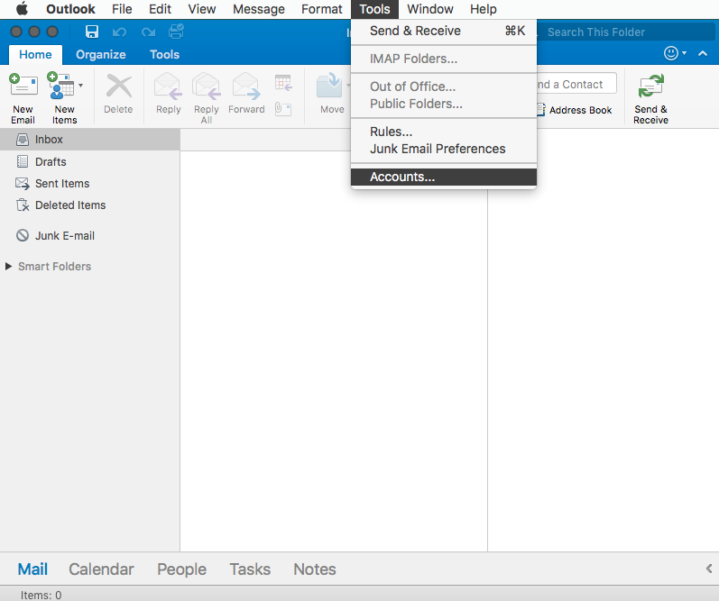 Outlook 2016 folder list missing