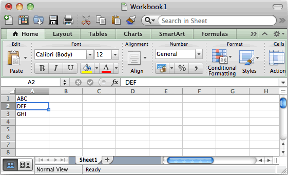 Excel new row shortcut